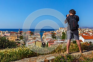 Photographer takes photo of Chania, Crete, Greece