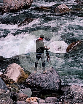 Photographer Taking Picture At Swat River, Kpk, Pakistan