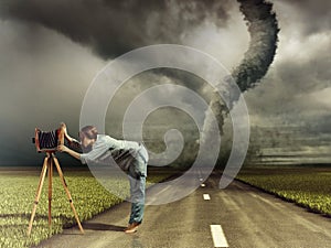 Photographer and tornado