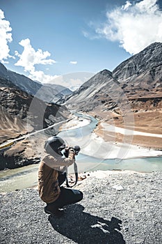 Photographer and View of landscape at Leh Ladakh District ,Norther part of India