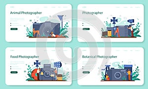 Photographer web banner or landing page set. Professional