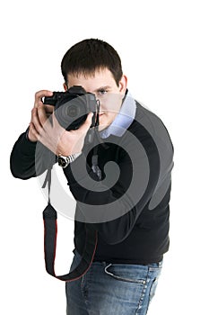 The photographer on a white background