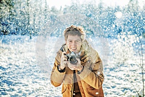 Photographer in winter