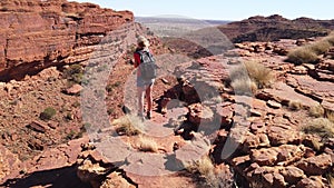 Photographer woman at Kings Canyon Australia