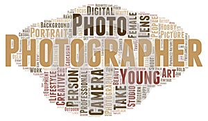 Photographer word cloud concept on white background