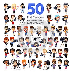 Photographers and Cameramen Flat Cartoon Big Collection