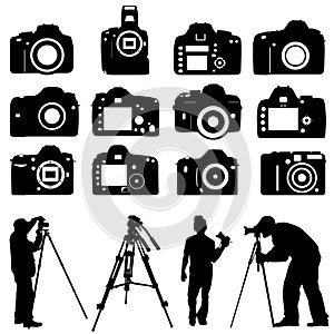 Photographers and cameras vector