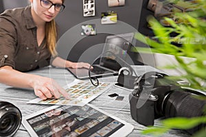 Photographers computer with photo edit programs.