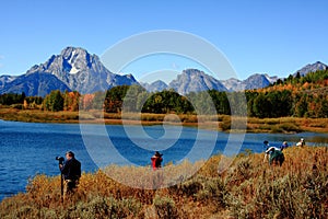 Photographers At Oxbow Bend, Grand Teton National Park