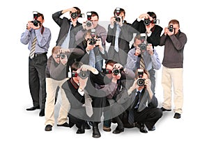 Photographers paparazzi double twelve group photo