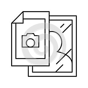 photographic paper and photo frame line icon vector illustration photo