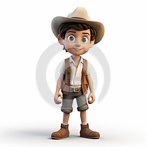 Photographically Detailed 3d Cartoon Cowboy Kid Character