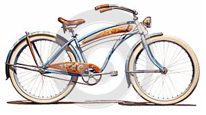 Photographically Detailed Portrait Of Blue And Brown Bicycle