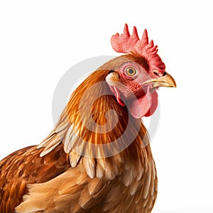 Photographically Detailed Portrait Of A Chicken With Long Hair