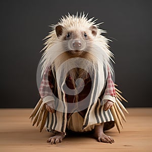 Photographically Detailed Portrait Of A Hedgehog In Bavarian Costume