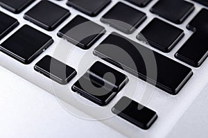 Empty Wireless computer keyboard detail studio shot