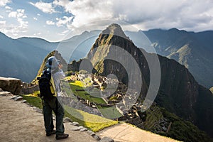Photographing Machu Picchu with smartphone photo