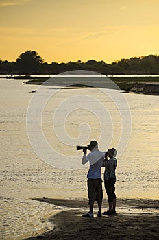 Photographing Rufiji river in sunset