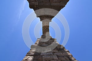 Photographs From The Base Of One Of The Arches Of The Aqueduct To Be Able To Intuit Its Greatness In Segovia. Architecture, Travel photo