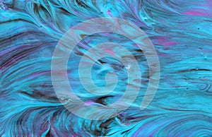 Photography of abstract marbleized effect background. Blue, pink, purple and turquoise creative colors. Beautiful paint