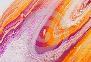 Photography of abstract marbleized effect background. red, pink, orange and white creative colors. Beautiful paint
