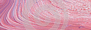 Photography of abstract marbleized effect background. red, pink and white creative colors. Beautiful paint. banner