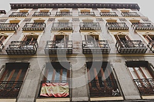 Photography of a building with a lot of windows in Madrid, 2019. photo