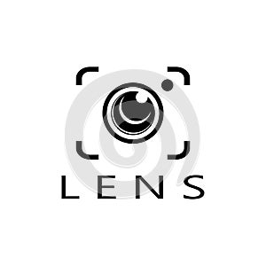 photography camera logo icon vector design template isolated on black background