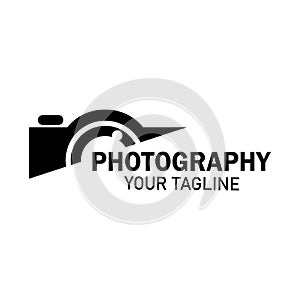 photography camera logo icon vector design template isolated on black background