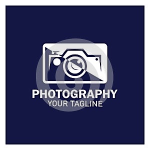 photography camera logo icon vector design template isolated on black background