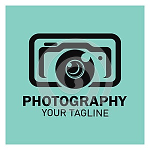 photography camera logo icon vector design template isolated on black background