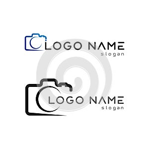 photography camera logo icon vector design template isolated on black background