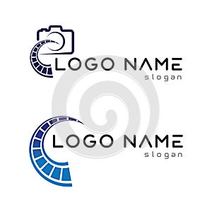 photography camera logo icon vector design template isolated on black background