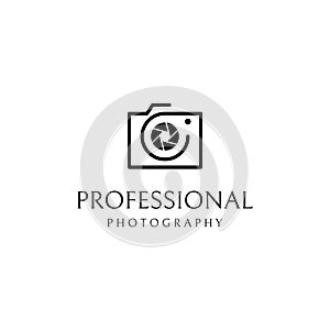 Photography camera logo, lens camera shutter, digital, line, professional, elegant and modern. Logo can be used for studio,