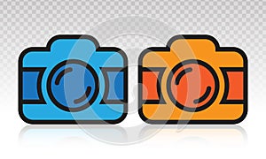 Photography camera vector flat icon on a transparent background