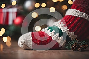 Photography of a Christmas sockings with xmas ornaments in the background, nataline wallpaper