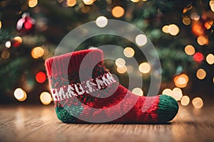 Photography of a Christmas sockings with xmas ornaments in the background, nataline wallpaper