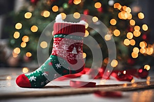 Photography of a Christmas sockings with xmas ornaments in the background, nataline wallpaper