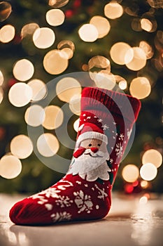 Photography of a Christmas sockings with xmas ornaments in the background, nataline wallpaper