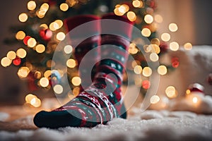 Photography of a Christmas sockings with xmas ornaments in the background, nataline wallpaper