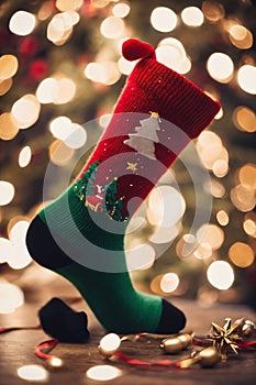 Photography of a Christmas sockings with xmas ornaments in the background, nataline wallpaper