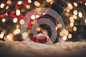 Photography of a Christmas sockings with xmas ornaments in the background, nataline wallpaper