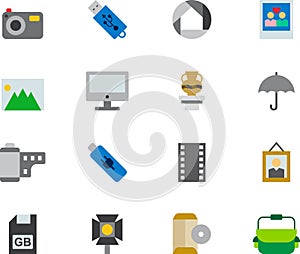 PHOTOGRAPHY colored flat icons