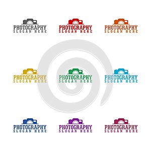 Photography concept logo design template icon isolated on white background. Set icons colorful