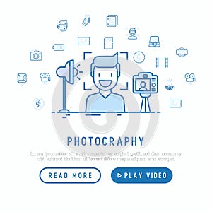 Photography concept with thin line icons