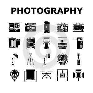 Photography Device Collection Icons Set Vector