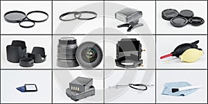 Photography equipment and accessories collage photo