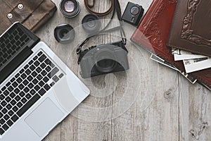 Photography equipment on a desktop