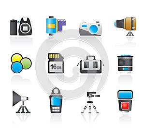 Photography equipment and tools icons