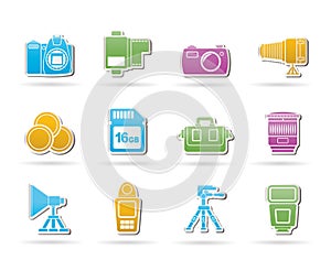 Photography equipment and tools icons